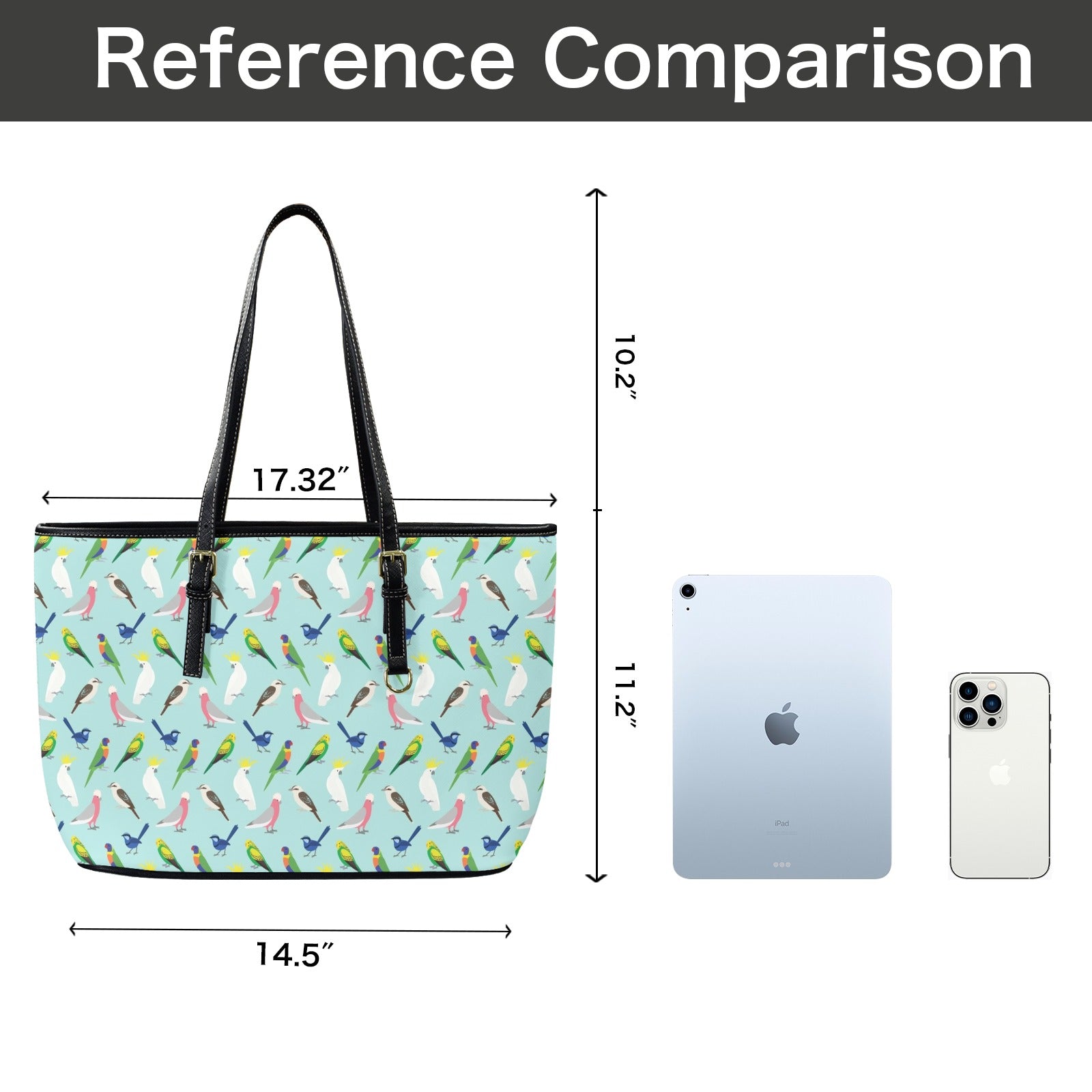 Australian Birds PU Leather Tote Bag Large