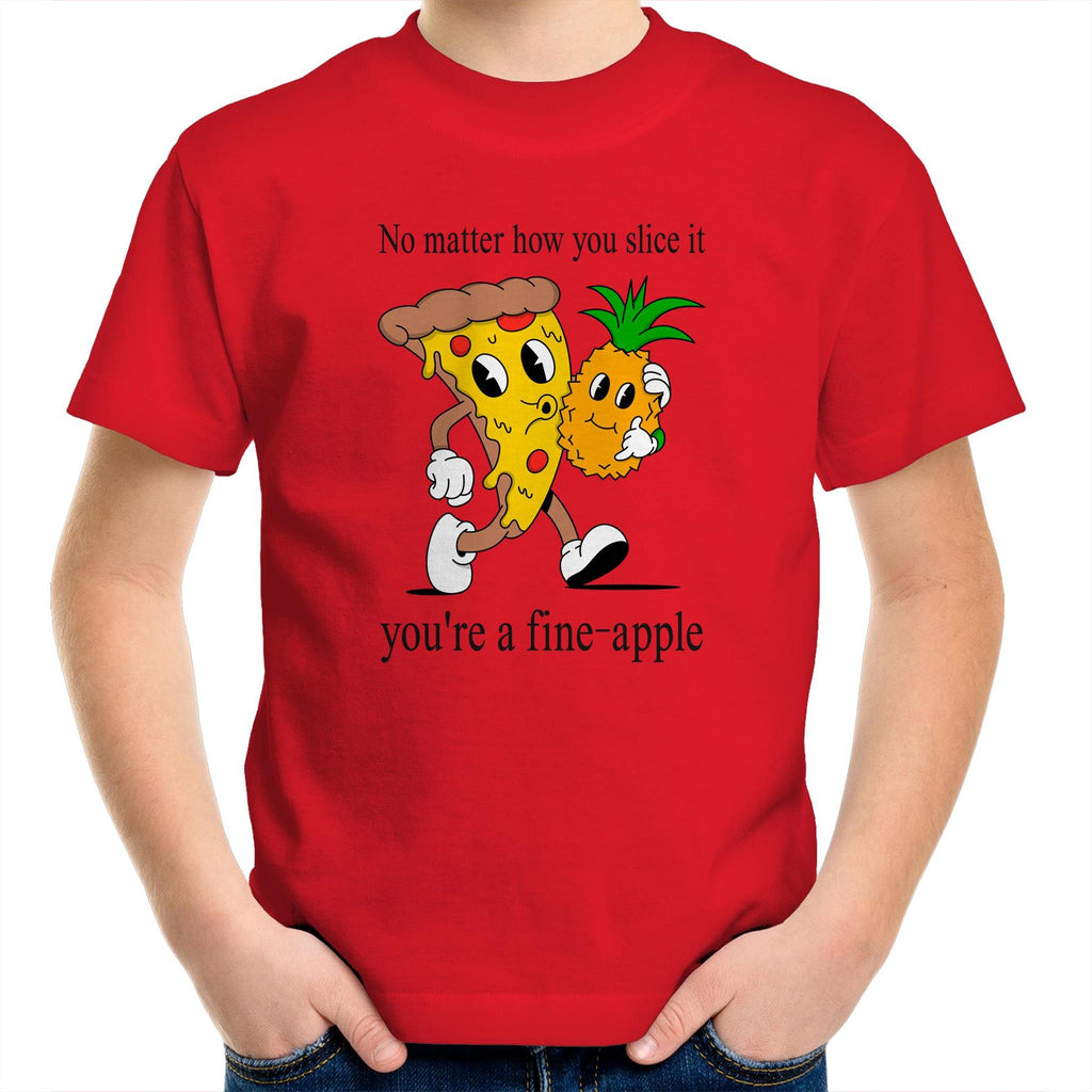 Pineapple And Pizza - Kids Youth T-Shirt Red Kids Youth T-shirt Food Printed In Australia