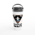 Adventure Awaits, Rocket Ship - White 15oz Stainless Steel Travel Mug Default Title Travel Mug Globally Fulfilled Space
