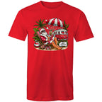 Santa By The Beach - Mens T-Shirt Red Mens Christmas T-shirt Christmas Printed In Australia