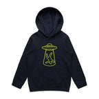 Alien Abduction, UFO - Kids Hoodie Navy Kids Hoodie Printed In Australia