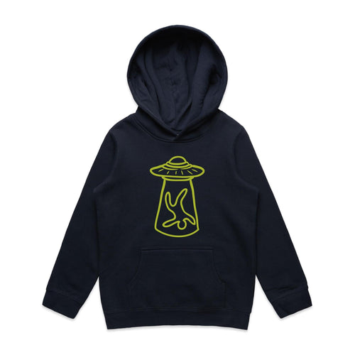 Alien Abduction, UFO - Kids Hoodie Navy Kids Hoodie Printed In Australia