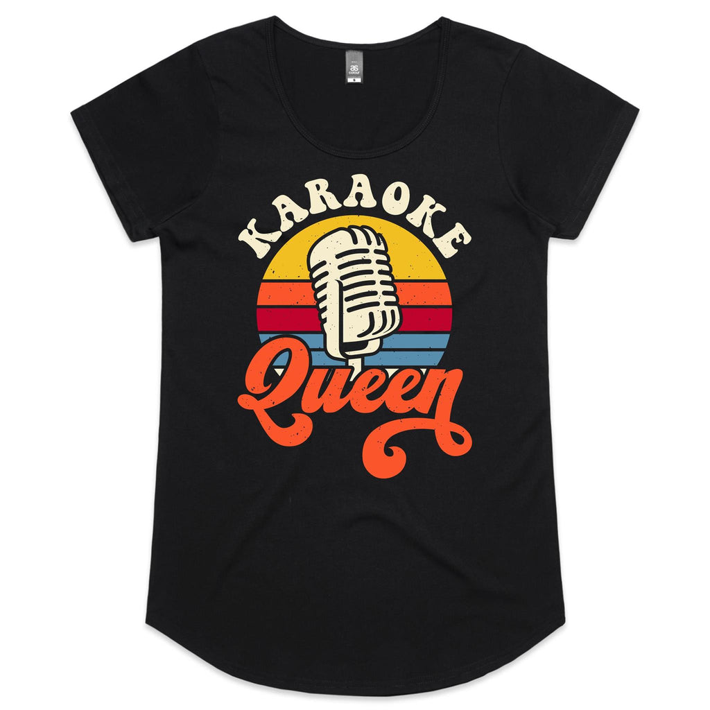 Karaoke Queen - Womens Scoop Neck T-Shirt Black Womens Scoop Neck T-shirt Music Printed In Australia