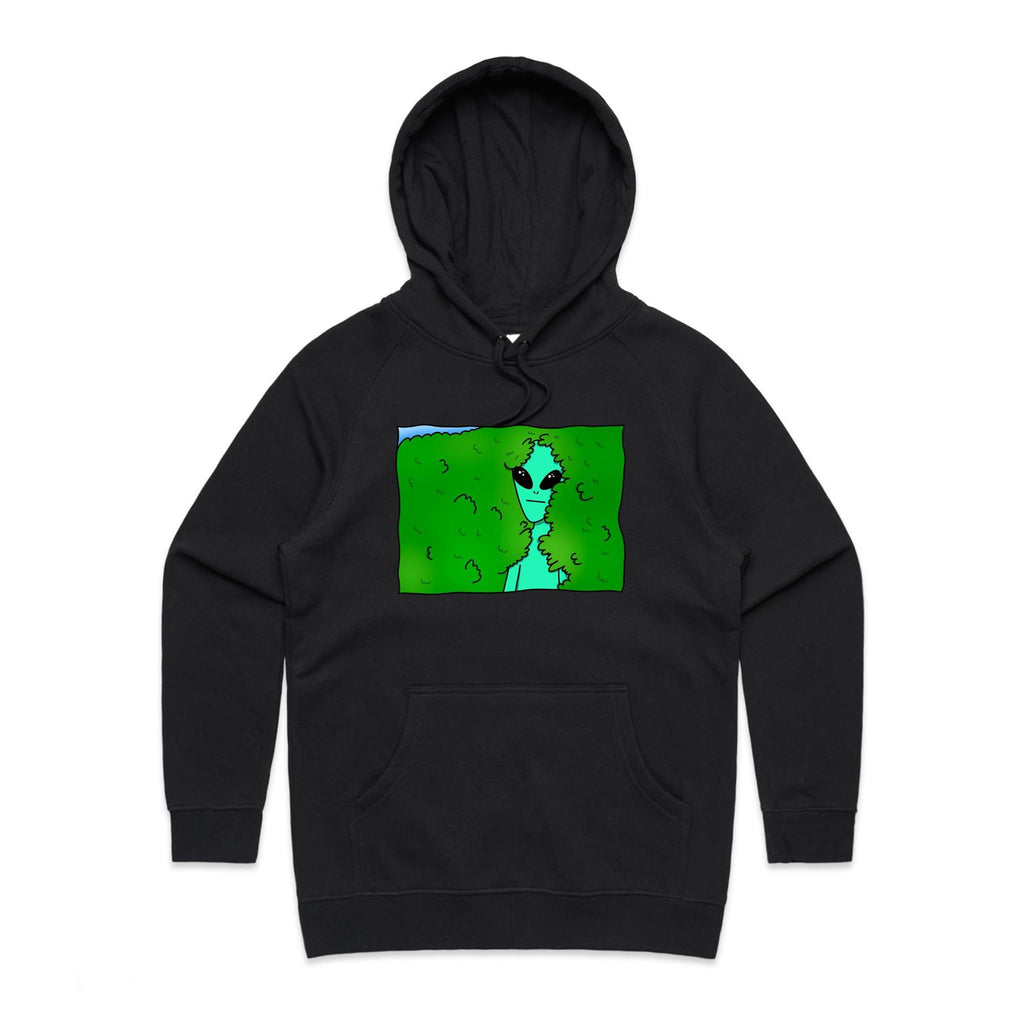 Alien Backing Into Hedge Meme - Womens Hoodie Black Womens Hoodie Printed In Australia Sci Fi