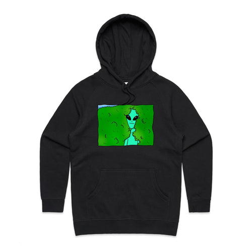 Alien Backing Into Hedge Meme - Womens Hoodie Black Womens Hoodie Printed In Australia Sci Fi