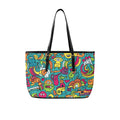 Crazy Characters PU Leather Tote Bag Large One Size Leather Tote Bag-Large Printed Offshore