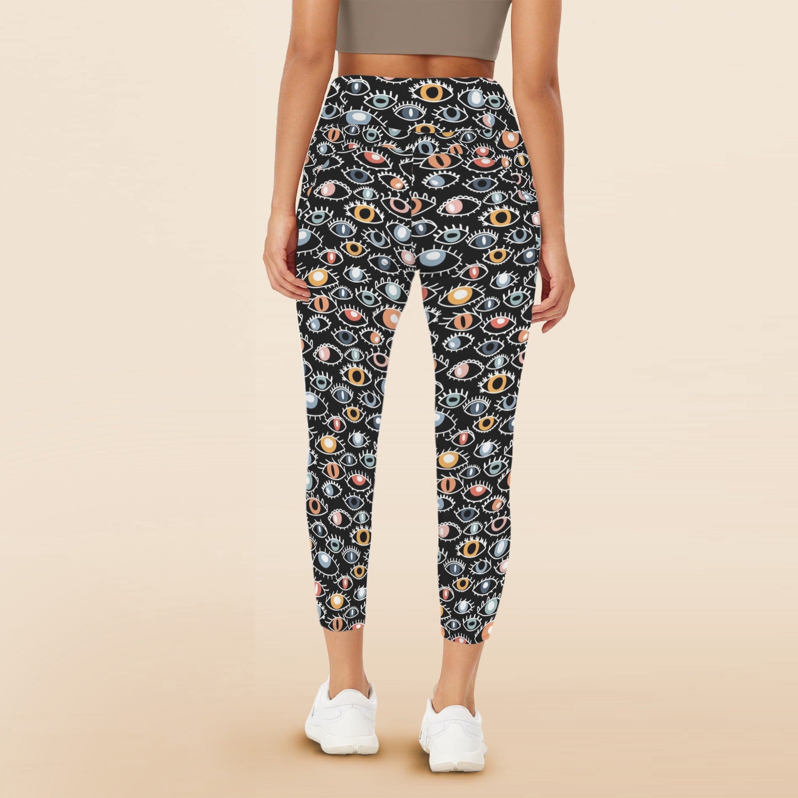 Eyes On Black - Women's High Waist Pockets Yoga Leggings