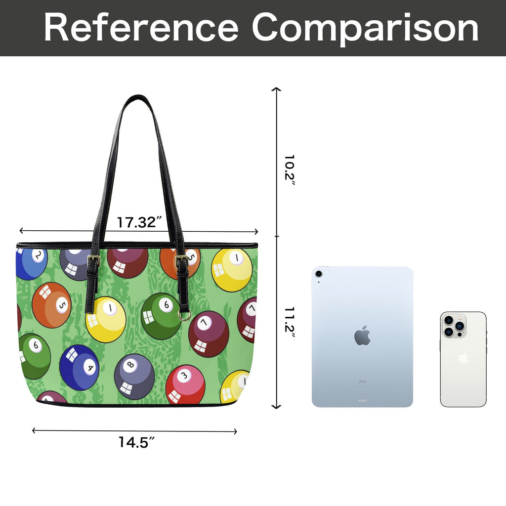 Pool Balls - Leather Tote Bag-Large