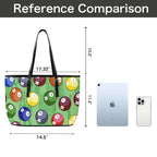 Pool Balls - Leather Tote Bag-Large