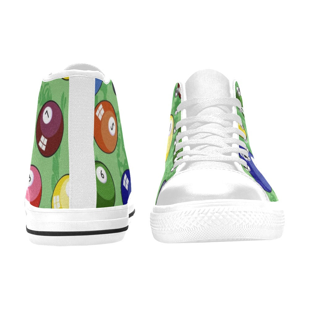 Pool Balls - Kids High Top Canvas Shoes