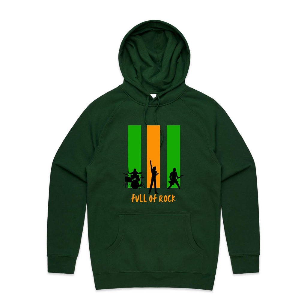 Full Of Rock - Mens Hoodie Forest Green Mens Hoodie Music Printed In Australia