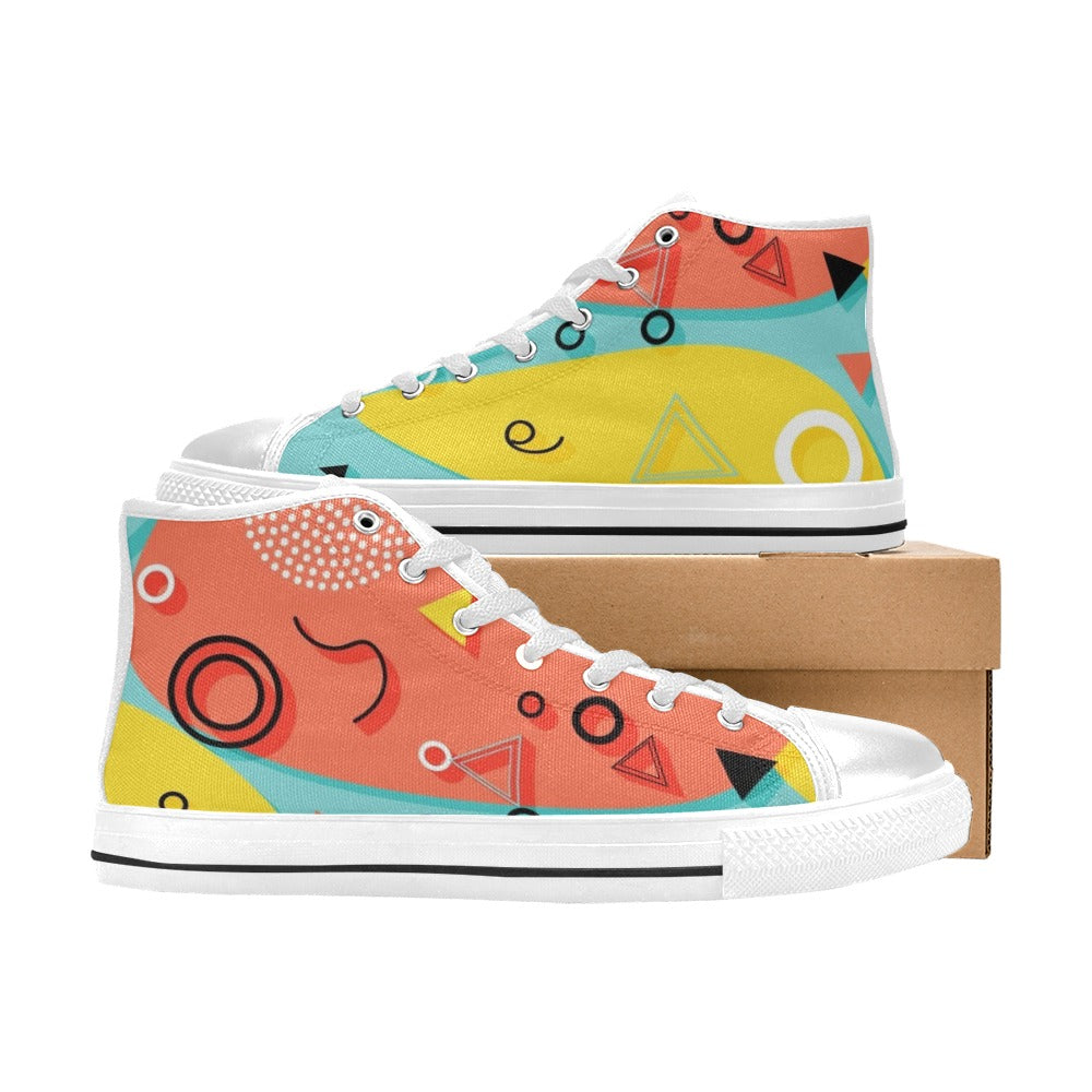 Abstract 80's - Men's High Top Canvas Shoes Men's Classic High Top Canvas Shoes Printed Offshore Retro