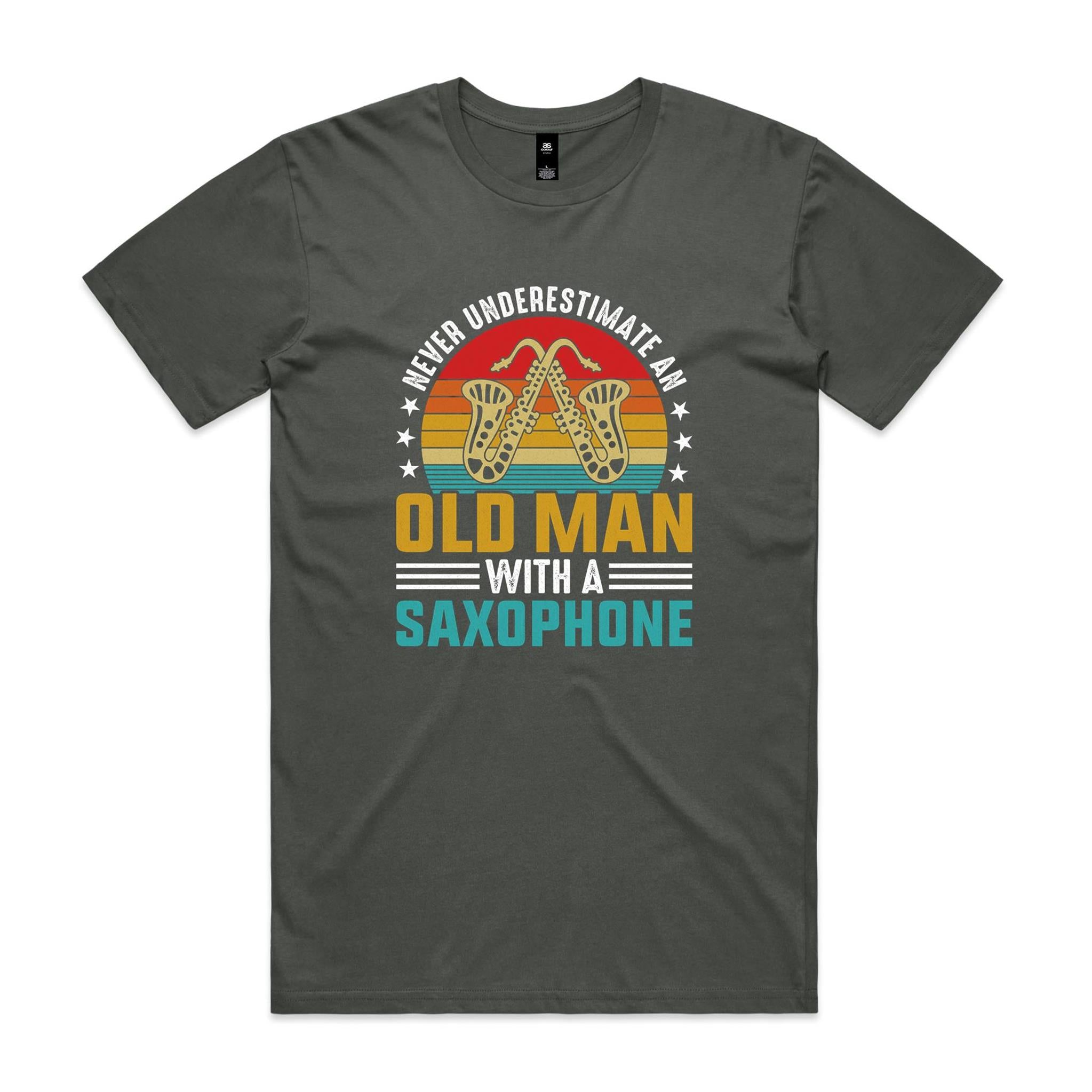 Never Underestimate An Old Man With A Saxophone - Men's AS Colour T-shirt