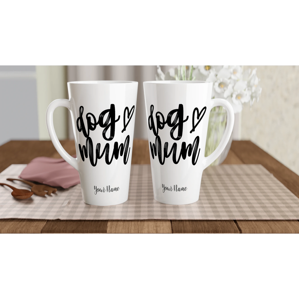 Personalised - Dog Mum - White Latte 17oz Ceramic Mug Personalised Latte Mug animal customise Globally Fulfilled Mum personalise
