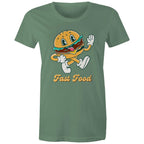 Fast Food, Hamburger - Womens T-shirt Sage Womens T-shirt Food Printed In Australia