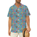 Doughnuts On Blue Men's Short Sleeve Hawaiian Shirt Men's Hawaiian Shirt (New) Food Printed Offshore