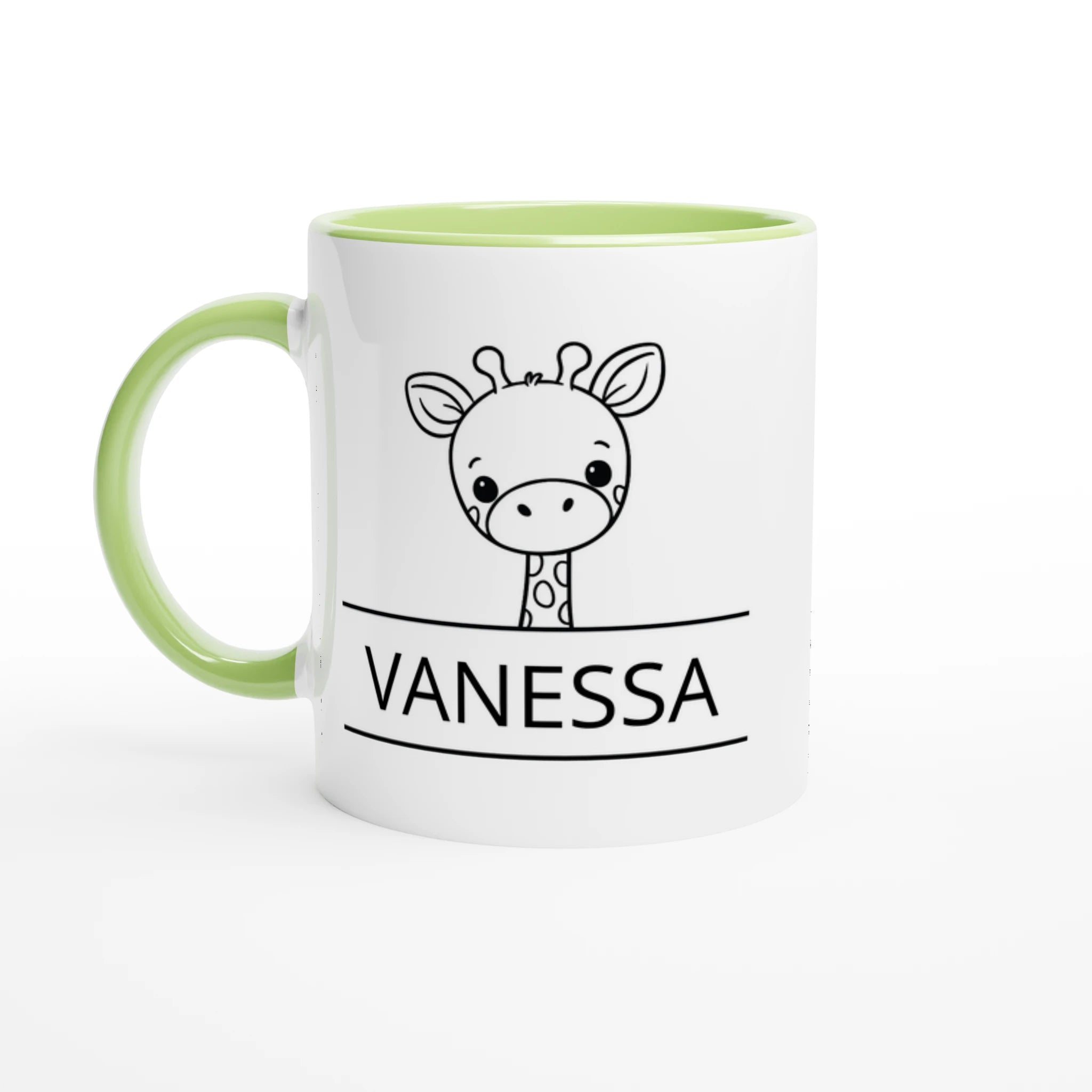 Personalise - Giraffe Name - 11oz Ceramic Mug Ceramic Green Personalised 11oz Mug animal customise Globally Fulfilled Name personalise