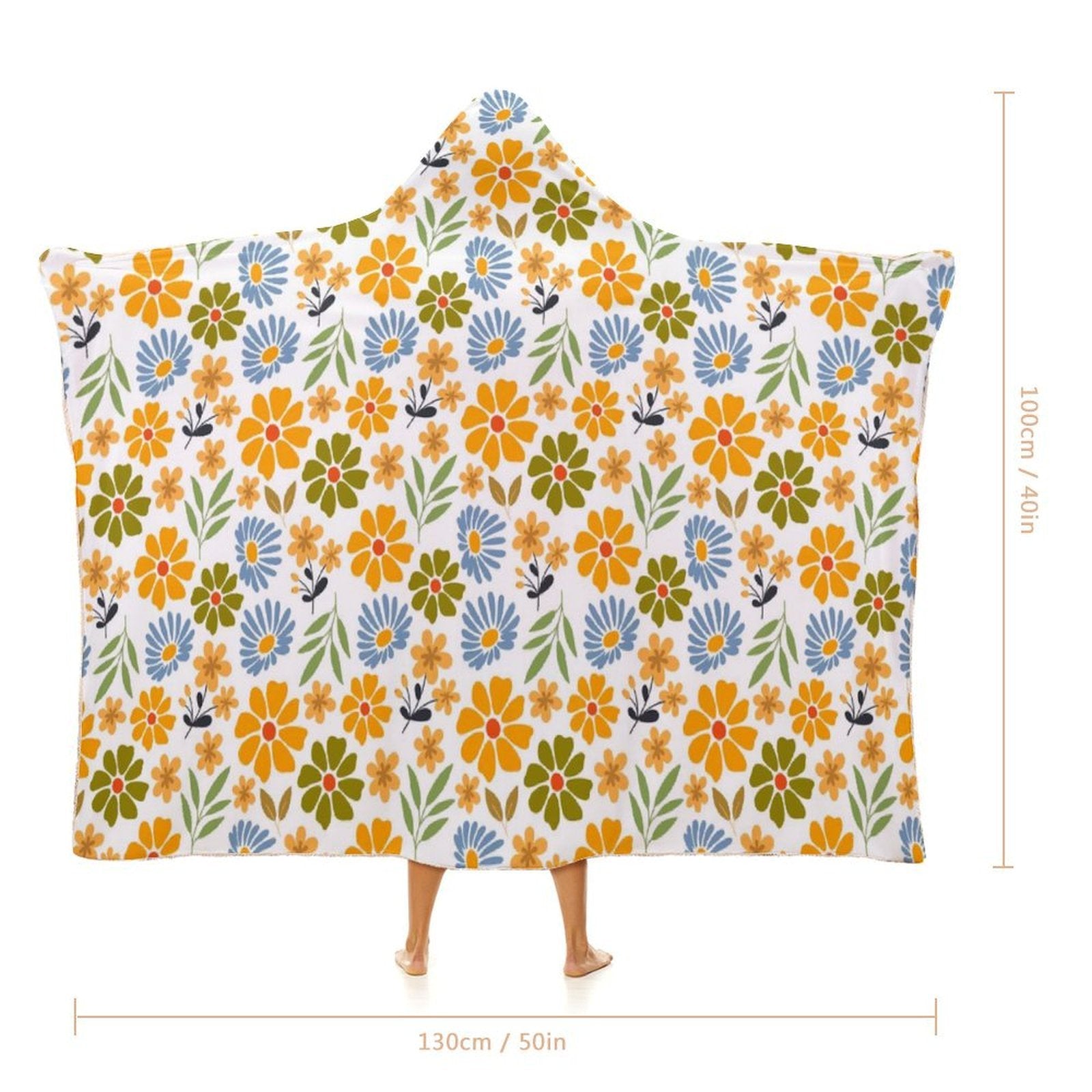 Boho Flowers Kids Hooded Blanket 100cm x 130cm Kids Hooded Blanket Plants Printed Offshore
