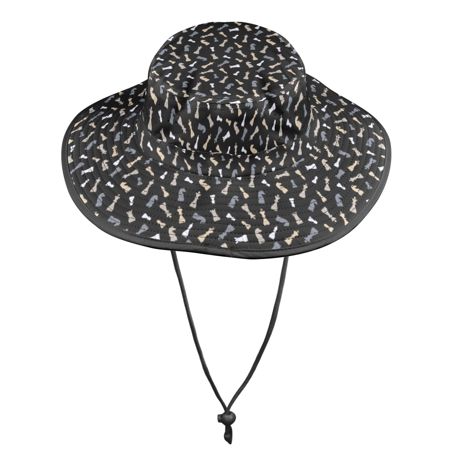 Chess Pattern Wide Brim Bucket Hat Wide Brim Bucket Hat Chess Games Printed Offshore