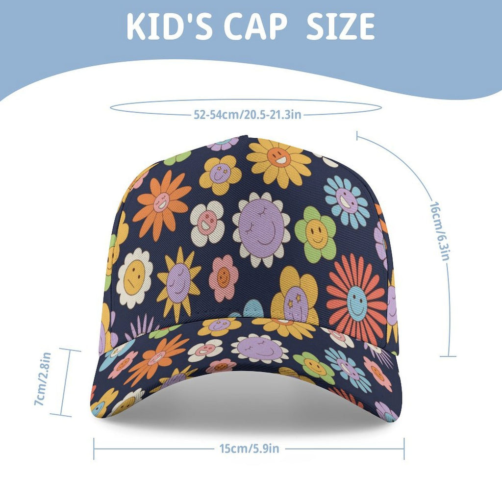 Groovy Flowers Kids Baseball Cap Kids Baseball Hat Printed Offshore Retro
