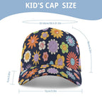 Groovy Flowers Kids Baseball Cap Kids Baseball Hat Printed Offshore Retro