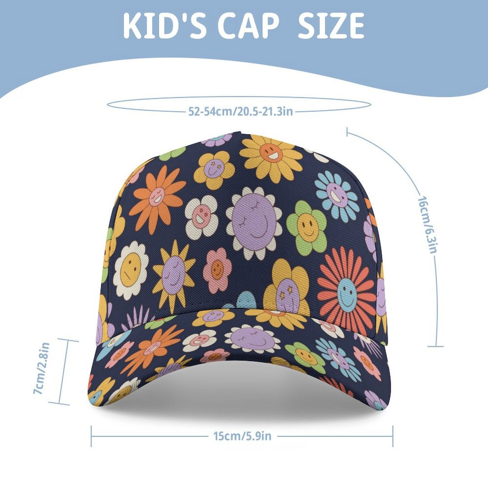 Groovy Flowers Kids Baseball Cap