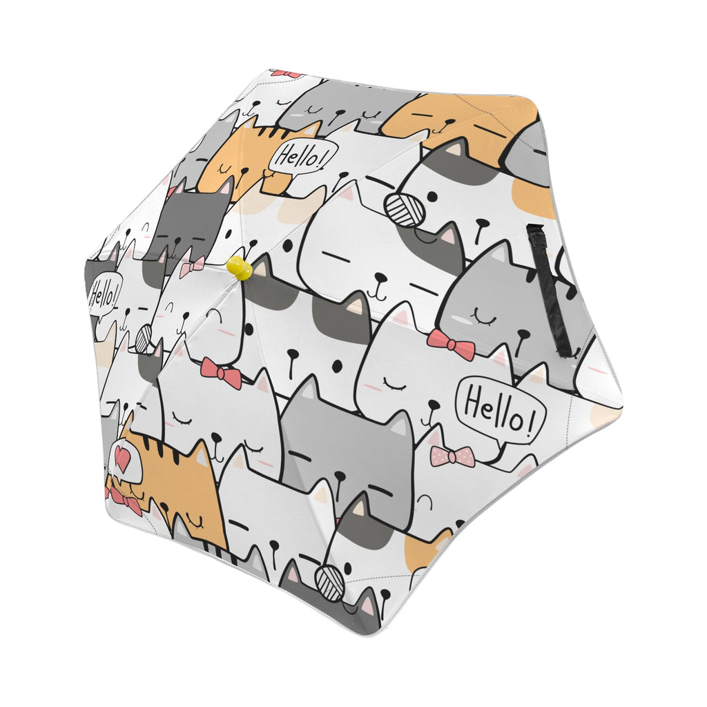 Cat Hello Kids Safe Round Corner Umbrella One Size Kids Safe Round Corner Umbrella animal Printed Offshore