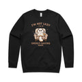 I'm Not Lazy, I'm In Energy Saving Mode, Cat AS Colour Stencil Crew Sweatshirt Unisex Black Sweatshirt animal Printed In Australia