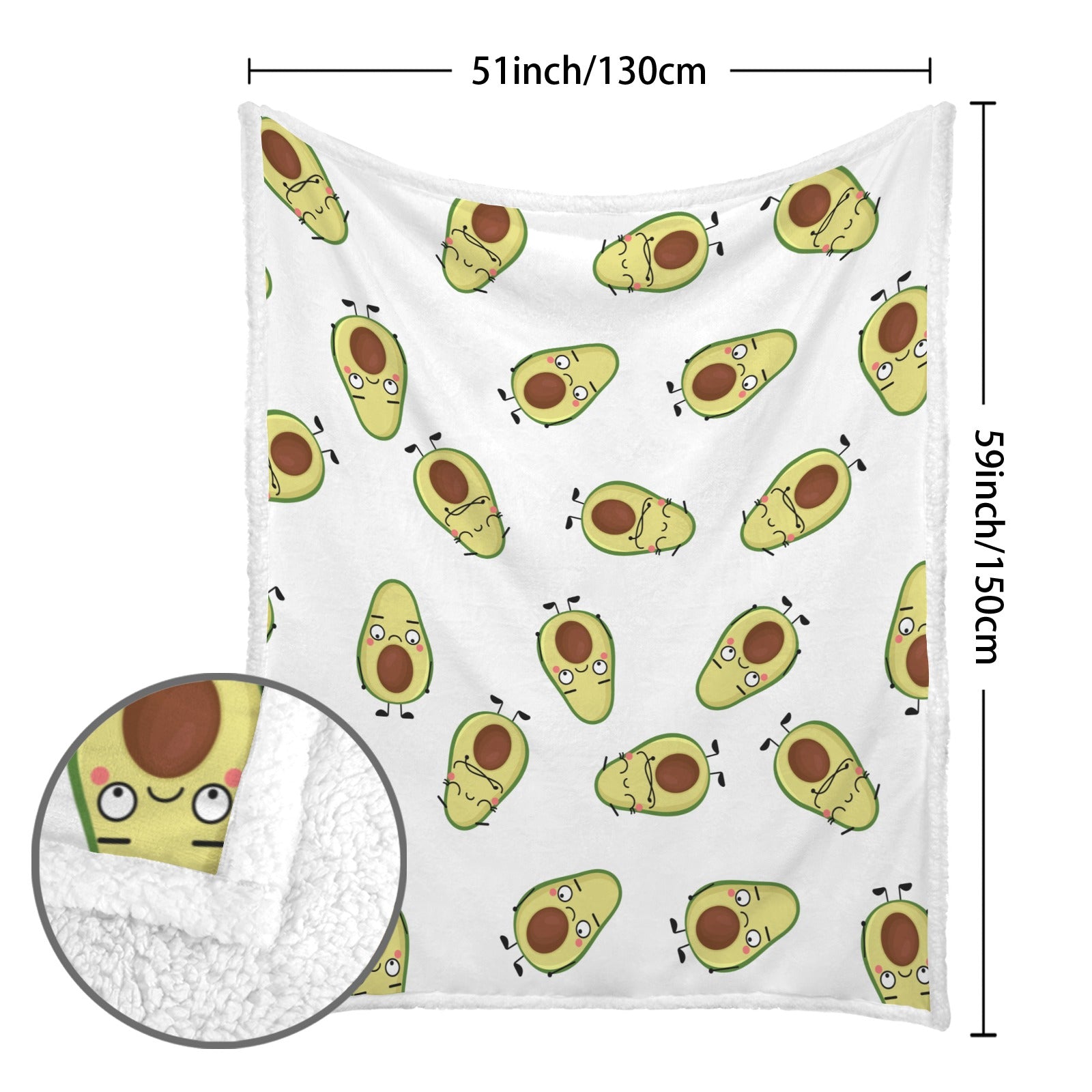 Avocado Characters - Double-Layer Fleece Blanket 51"x59"