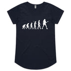 Evolution Of A Guitar Player - Womens Scoop Neck T-Shirt Navy Womens Scoop Neck T-shirt Music Printed In Australia