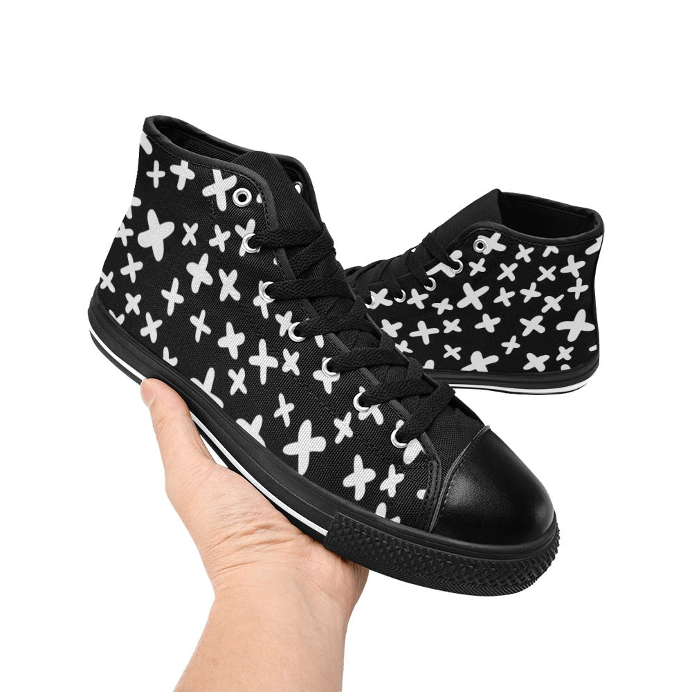 Black And White X's - Kids' High Top Canvas Shoes Kids High Top Canvas Shoes Printed Offshore