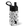 Black And White Dogs 12oz Kids Water Bottle with Straw Lid