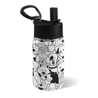 Black And White Dogs 12oz Kids Water Bottle with Straw Lid