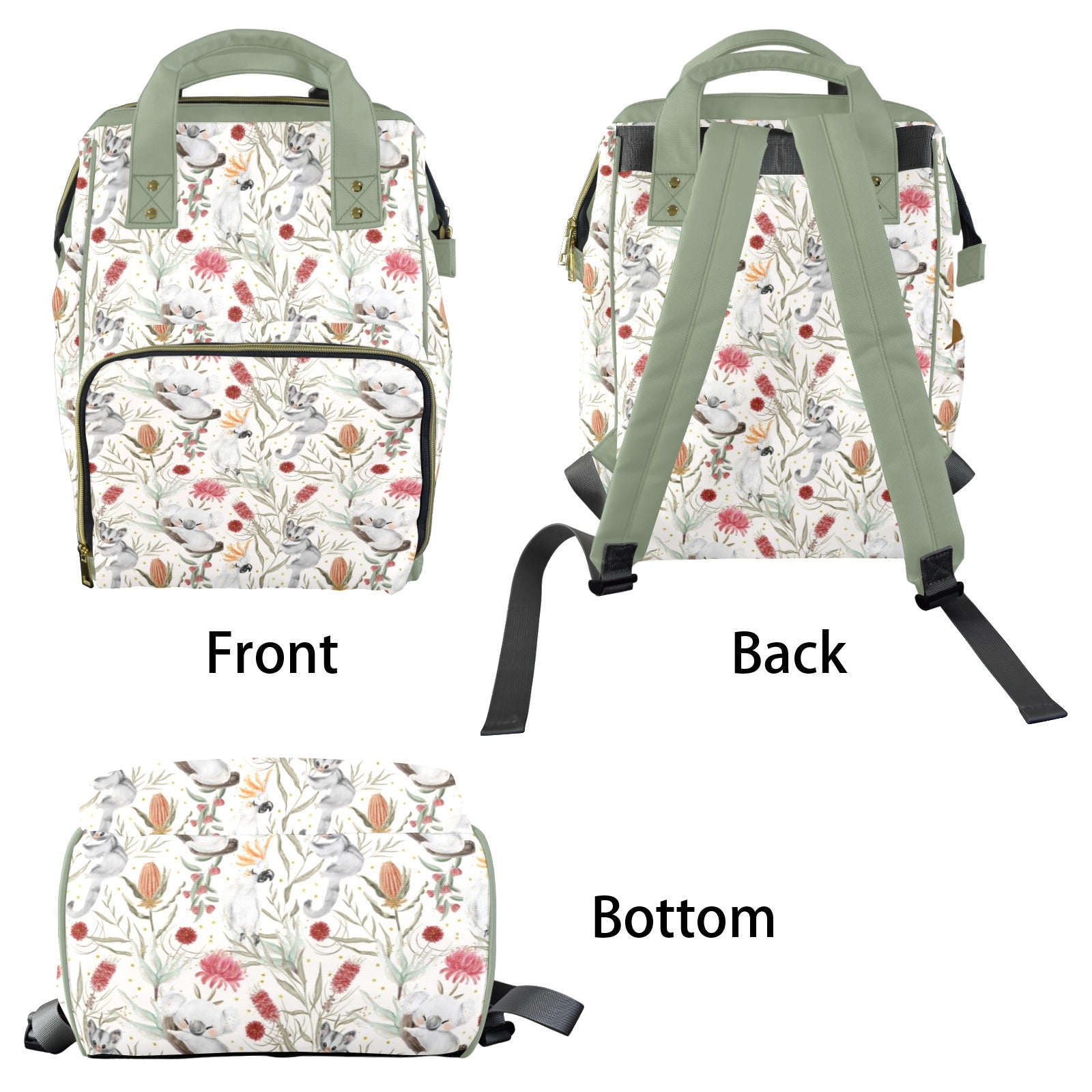 Australian Plants And Animals Multi-Function Backpack, Nappy / Diaper Bag Multi-function Backpack, Nappy / Diaper Bag Australia Plants Printed Offshore