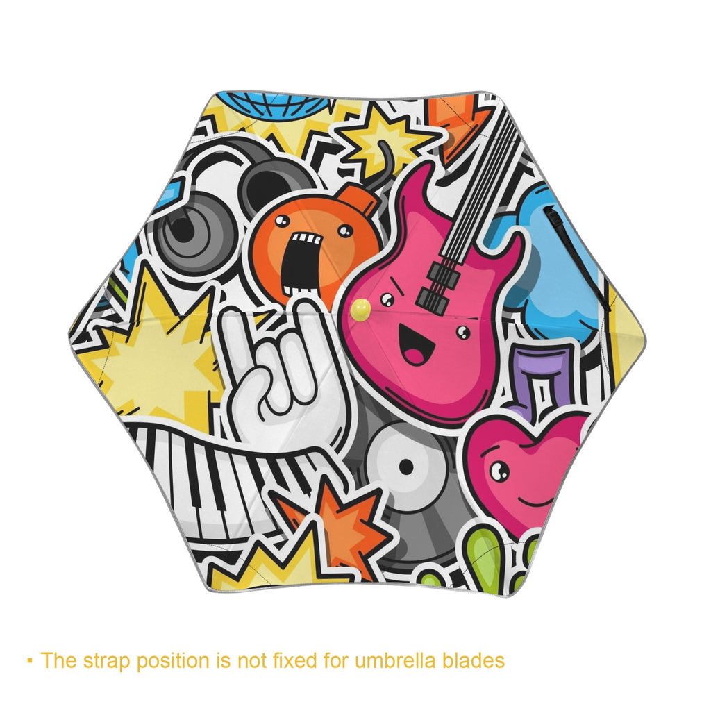 Sticker Music Kids Safe Round Corner Umbrella Kids Safe Round Corner Umbrella Music Printed Offshore