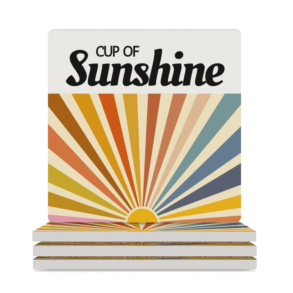 Cup Of Sunshine - Ceramic Coasters (Square) white Ceramic Coasters Printed Offshore