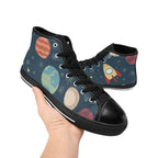 Rocket and Planets In Space - Kids High Top Canvas Shoes