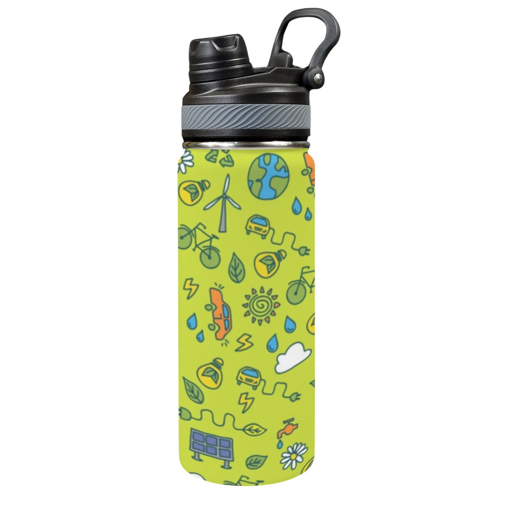Go Green - Insulated Water Bottle with Dual-Use Lid (18oz) One Size Insulated Water Bottle with Dual-Use Lid (18oz) Environment Printed Offshore