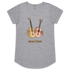 Don't Fret, Guitars - Womens Scoop Neck T-Shirt Grey Marle Womens Scoop Neck T-shirt Music Printed In Australia