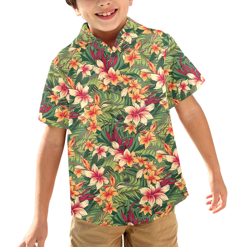 Vintage Hawaiian Floral Junior Kids Hawaiian Shirt