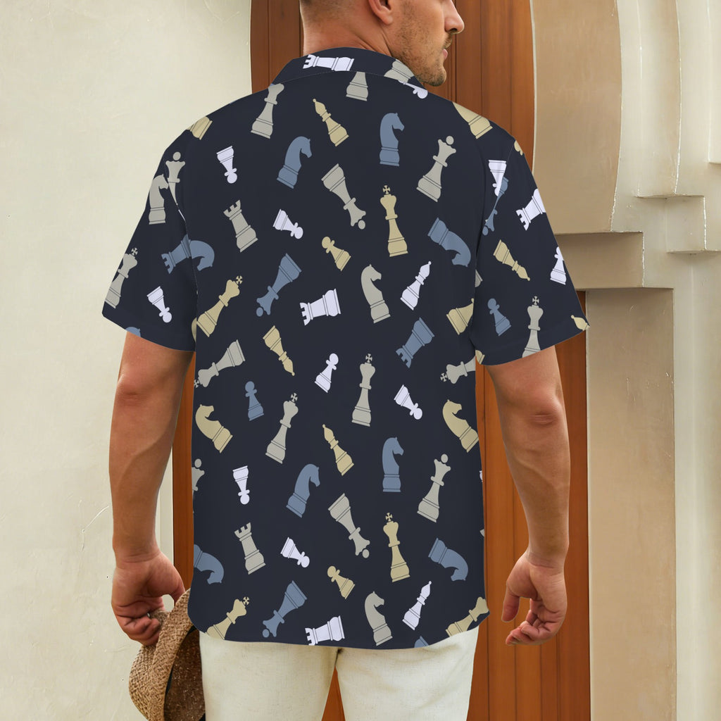 Chess Pattern - Men's Hawaiian Shirt (Model T87) Men's Hawaiian Shirt (New) Chess Games Printed Offshore