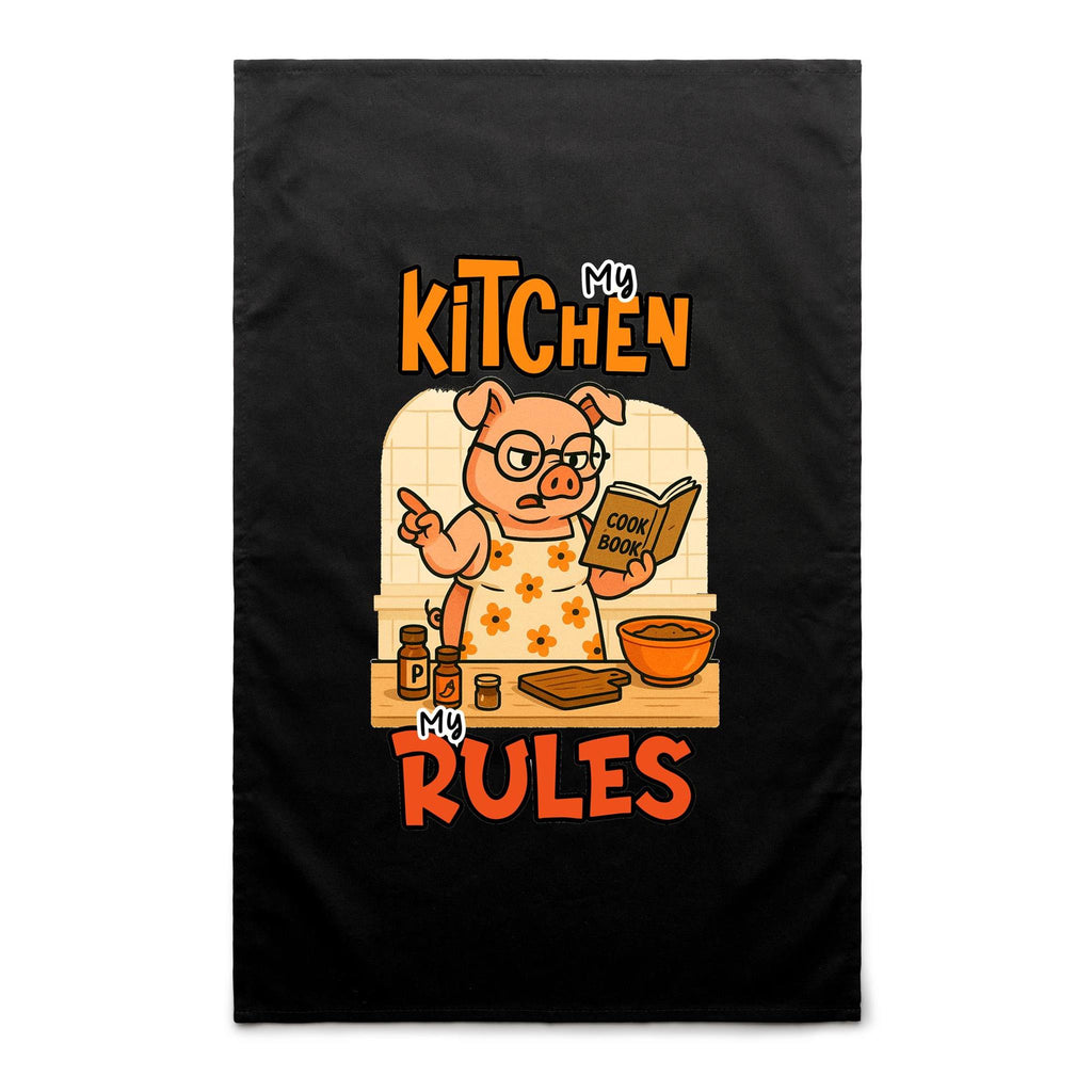 My Kitchen, My Rules - AS Colour Tea Towel Black One Size Tea Towel Printed In Australia