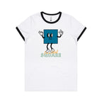 I'm A Total Square, Maths - Women's Ringer Tee White Black Womens Ringer T-shirt Maths Printed In Australia