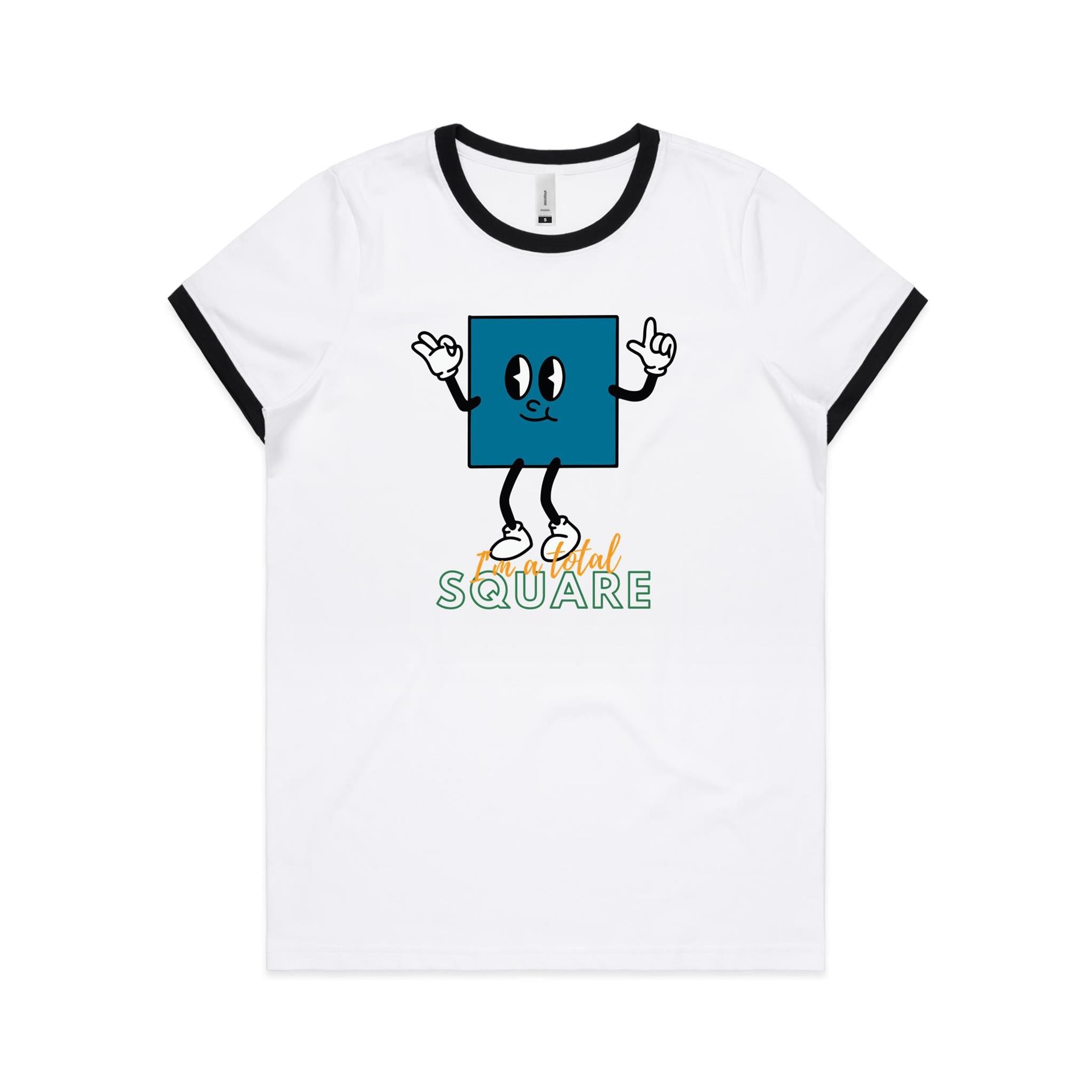 I'm A Total Square, Maths - Women's Ringer Tee White Black Womens Ringer T-shirt Maths Printed In Australia