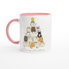 Cats Merry Christmas - 11oz Ceramic Mug Ceramic Pink Christmas Colour Mug Christmas Globally Fulfilled