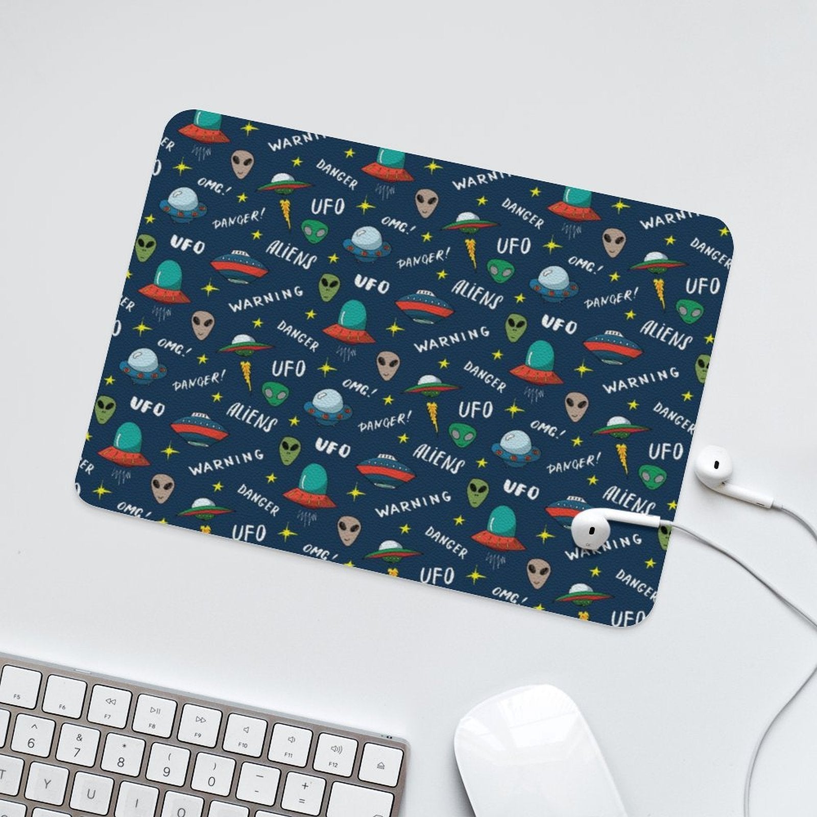 UFO's And Aliens - Leather Mouse Pad Leather Mouse Pad Printed Offshore Sci Fi
