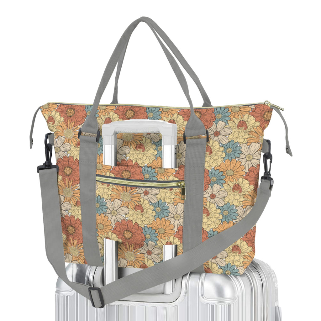 Vintage Retro Floral Duffle Bag-Simple (Model 1715) One Size Duffle Bag-Simple (1715)