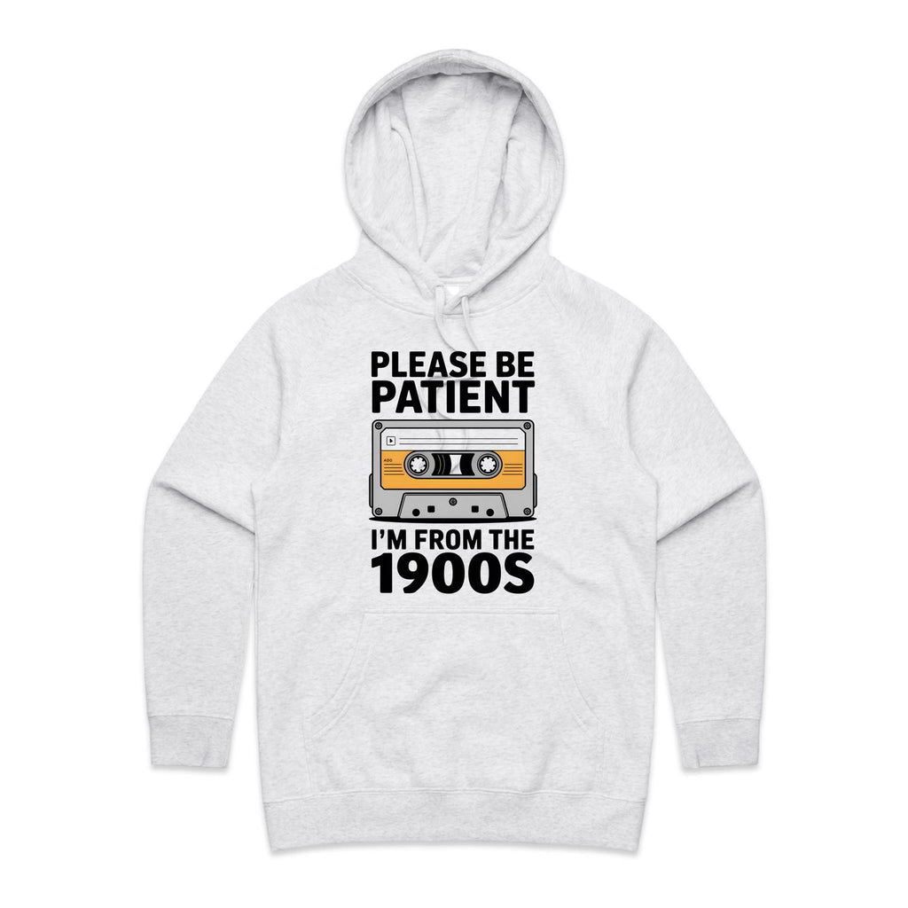 Please Be Patient, I'm From The 1900's Women's AS Colour Hoodie White Marle Womens Hoodie Music Printed In Australia Retro
