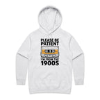 Please Be Patient, I'm From The 1900's Women's AS Colour Hoodie White Marle Womens Hoodie Music Printed In Australia Retro