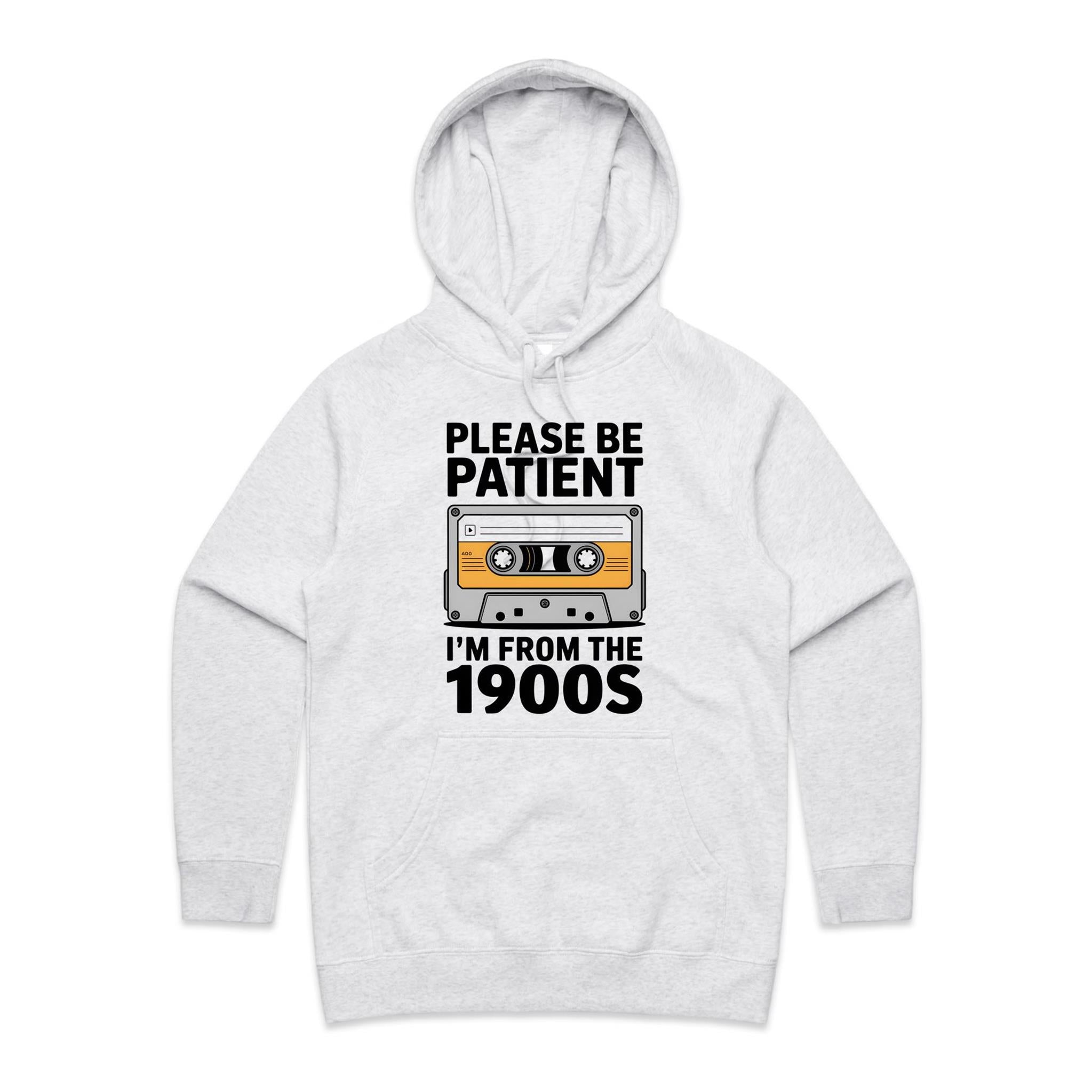 Please Be Patient, I'm From The 1900's Women's AS Colour Hoodie White Marle Womens Hoodie Music Printed In Australia Retro
